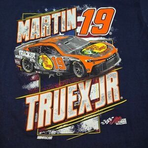 Joe‎ Gibbs Racing Martin Truex Jr NASCAR Tee Mens L Bass Pro Shops Navy Blue
